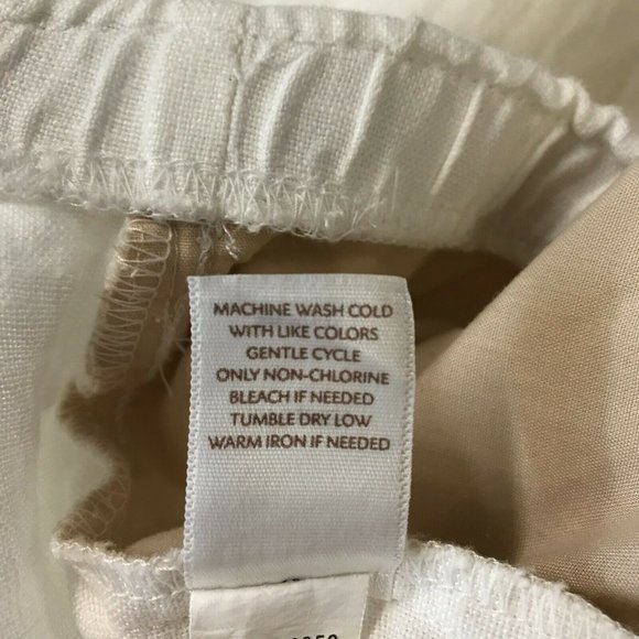 Pure Jill Womens High Rise Flat Front Linen White Slim Cropped Pant Sz LP Petite - Picture 8 of 8